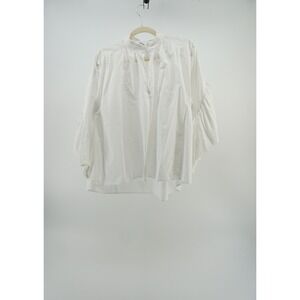Zara Blouse Ruffled High Neck Balloon Sleeve Romantic Praire White XS
